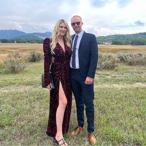 Bronx and Banco Velvet V-Neck Maxi Dress